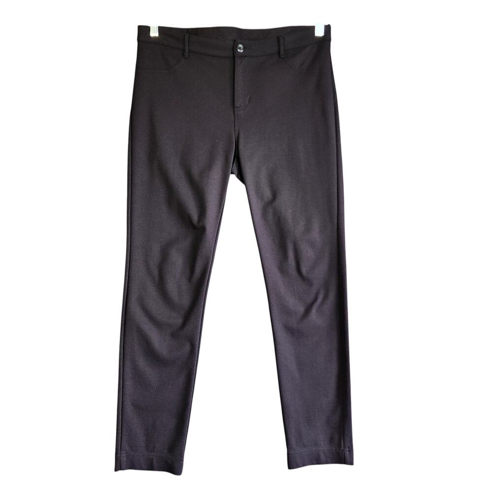 Garnet Hill Womens Stretch Comfort Pants Size 12 Black Skinny Ponte Knit Classic